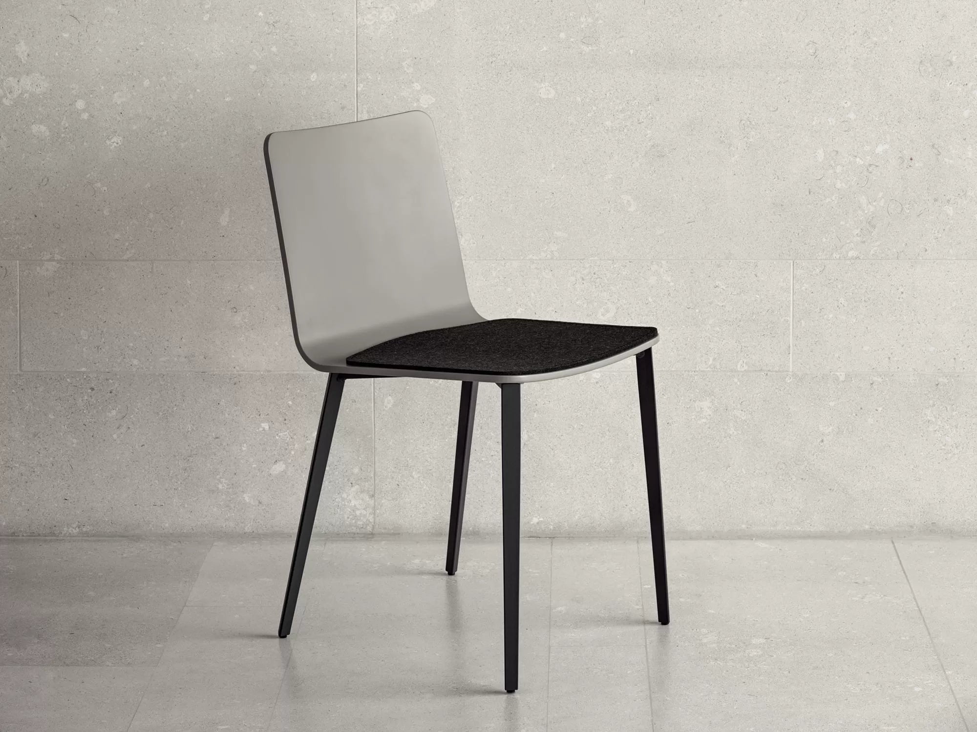 Kate Chair with lacquered metal frame and wood shell