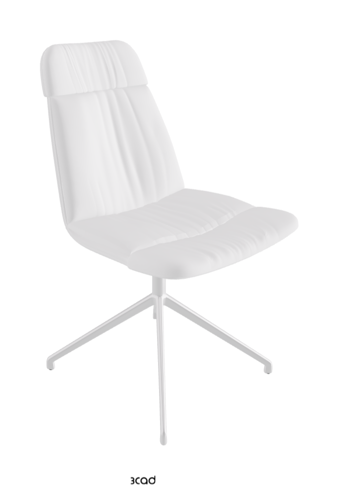 Kelly XL Swivel Dining Chair_Polished Aluminium_Soft Leather_Bianco