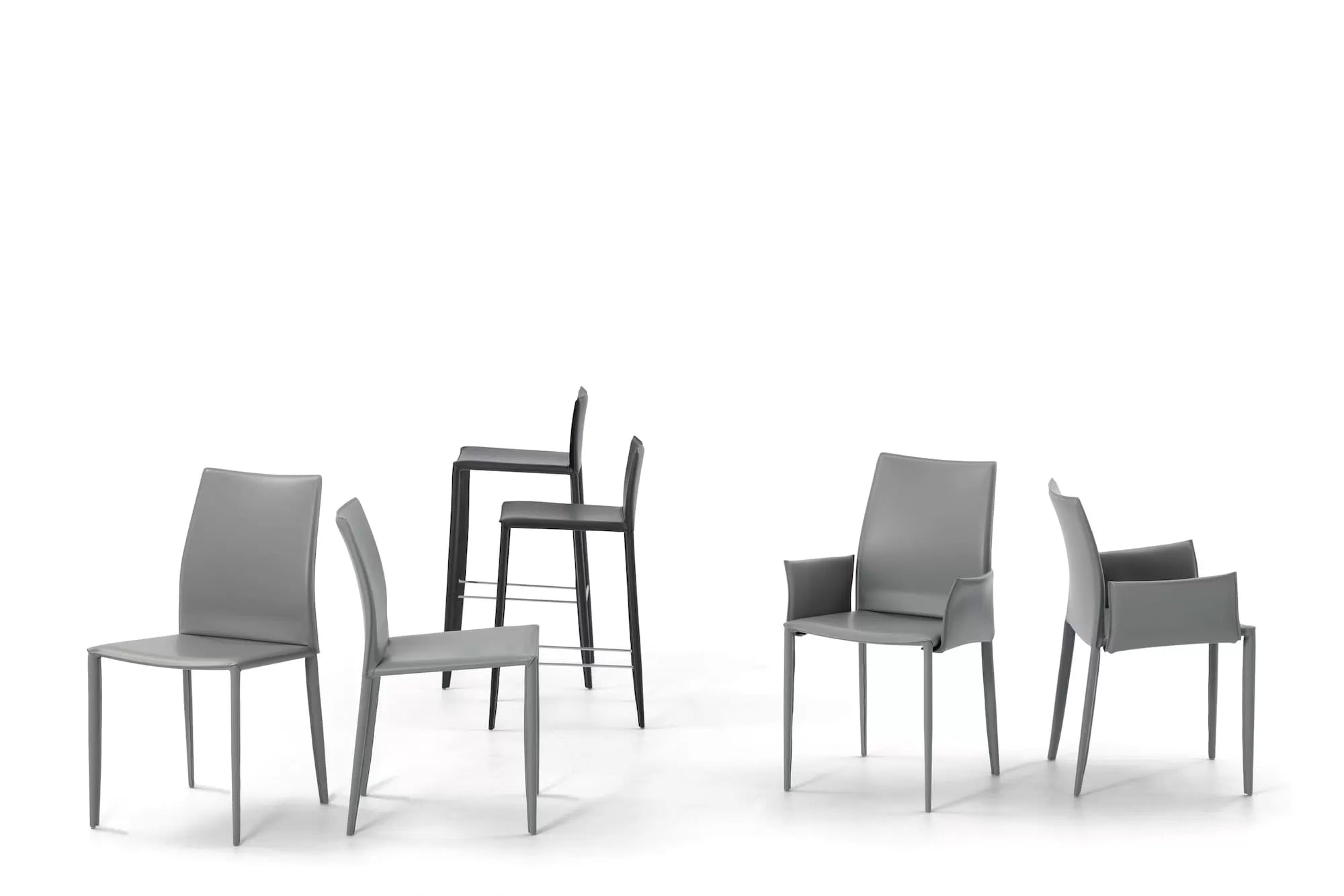 Linda Footstool Barstool with mùetal frame upholstered and covered in Hide Leather and Leather Fibr