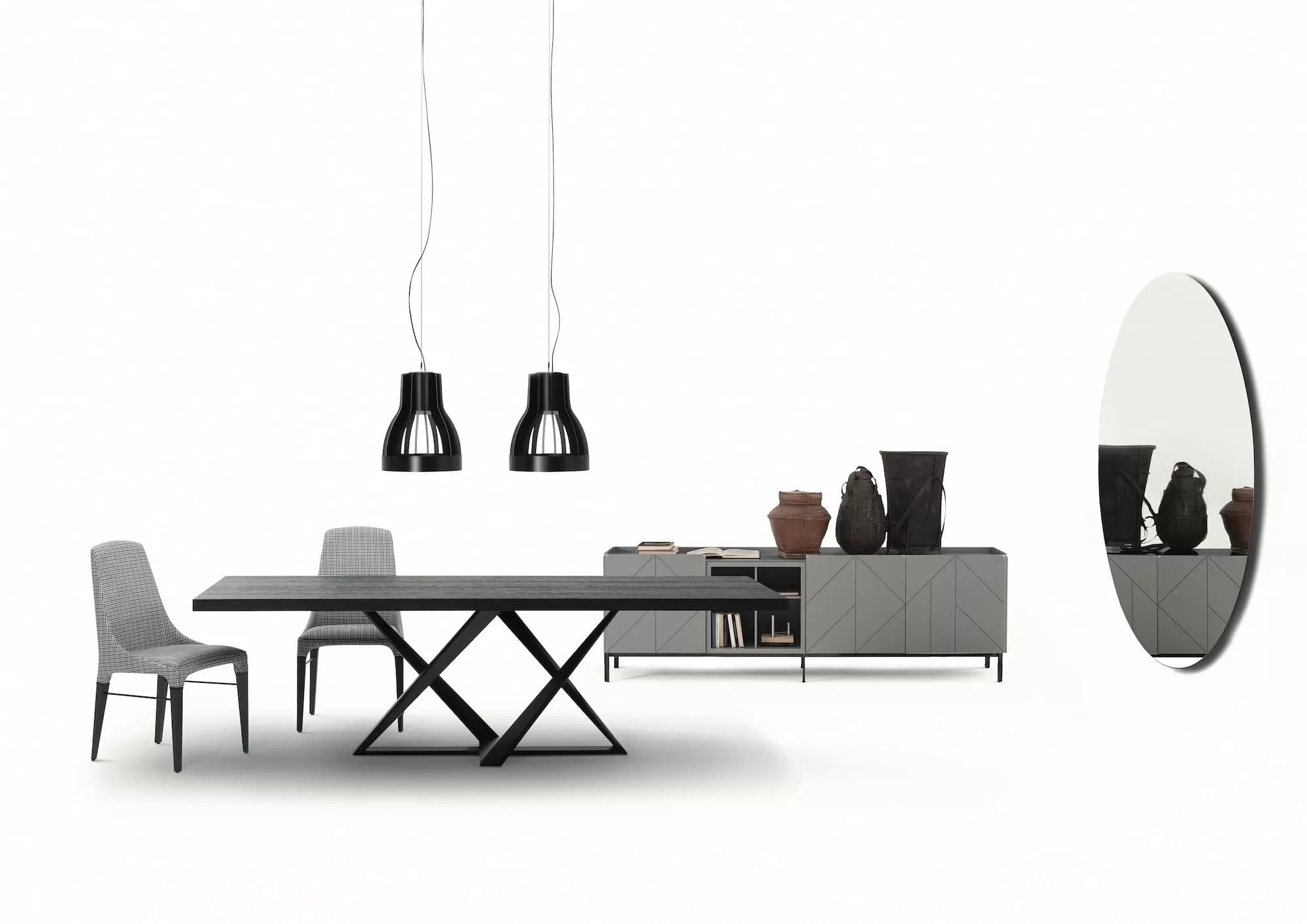 Bontempi Casa Millennium Fixed Table With Lacquered Metal Frame With Length 250cm Height 75cm and Depth 106cm