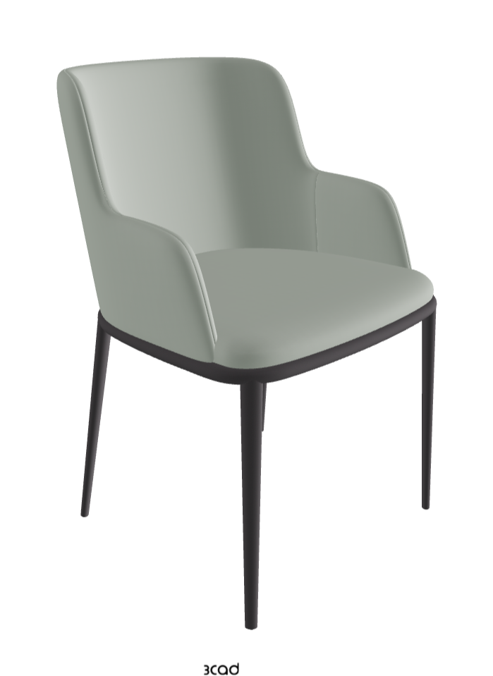 Magda ML Dining Armchair_Graphite Embossed_Soft Leather_Ice