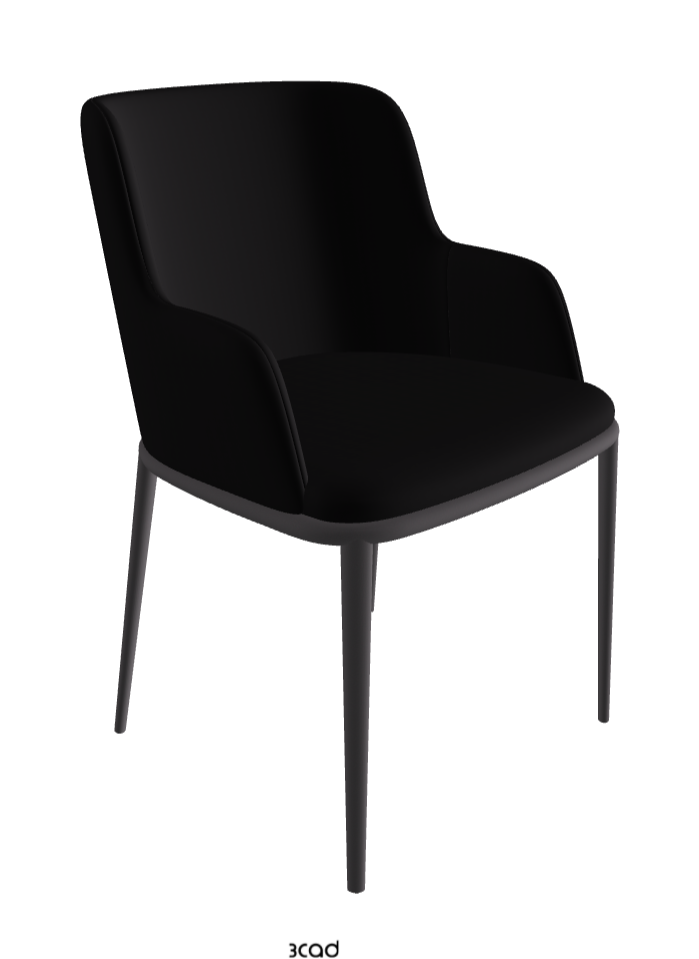 Magda ML Dining Armchair_Graphite Embossed_Soft Leather_Nero