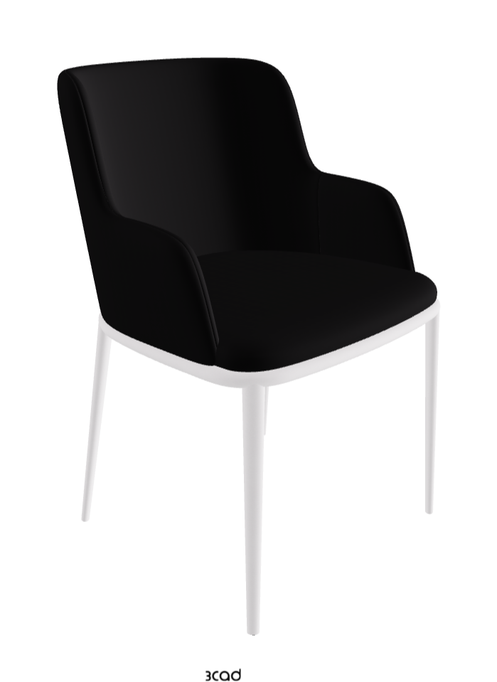 Magda ML Dining Armchair_Pearl Embossed_Soft Leather_Nero