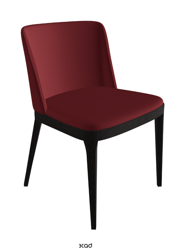 Magda Dining Chair_Open Pore Matt Black Ashwood_Soft Leather_Rosso Corsa