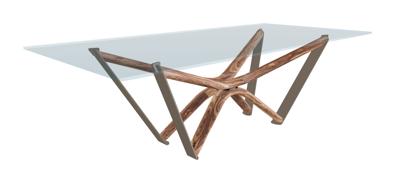 240x120x75.5h Rectangle Shaped_Clear Glass_Clear Glass_Walnut Canaletto_Titanium Embossed