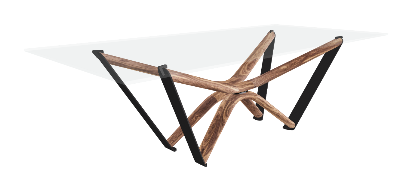 240x120x75.5h Rectangle Shaped_Extra Clear Glass_Extra Clear Glass_Walnut Canaletto_Black Embossed