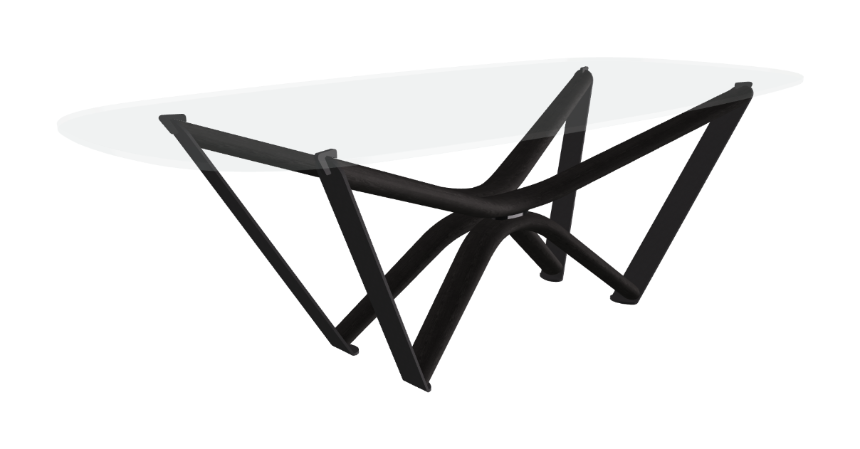 240x120x75.5h Barrel Shaped_Extra Clear Glass_Extra Clear Glass_Matt Black Ashwood_Black Embossed