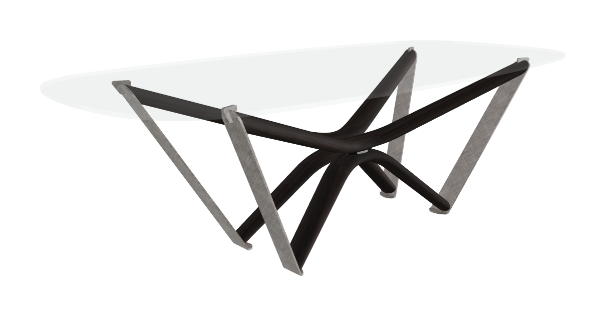 240x120x75.5h Barrel Shaped_Extra Clear Glass_Extra Clear Glass_Burned Oak Ashwood_Brushed Grey