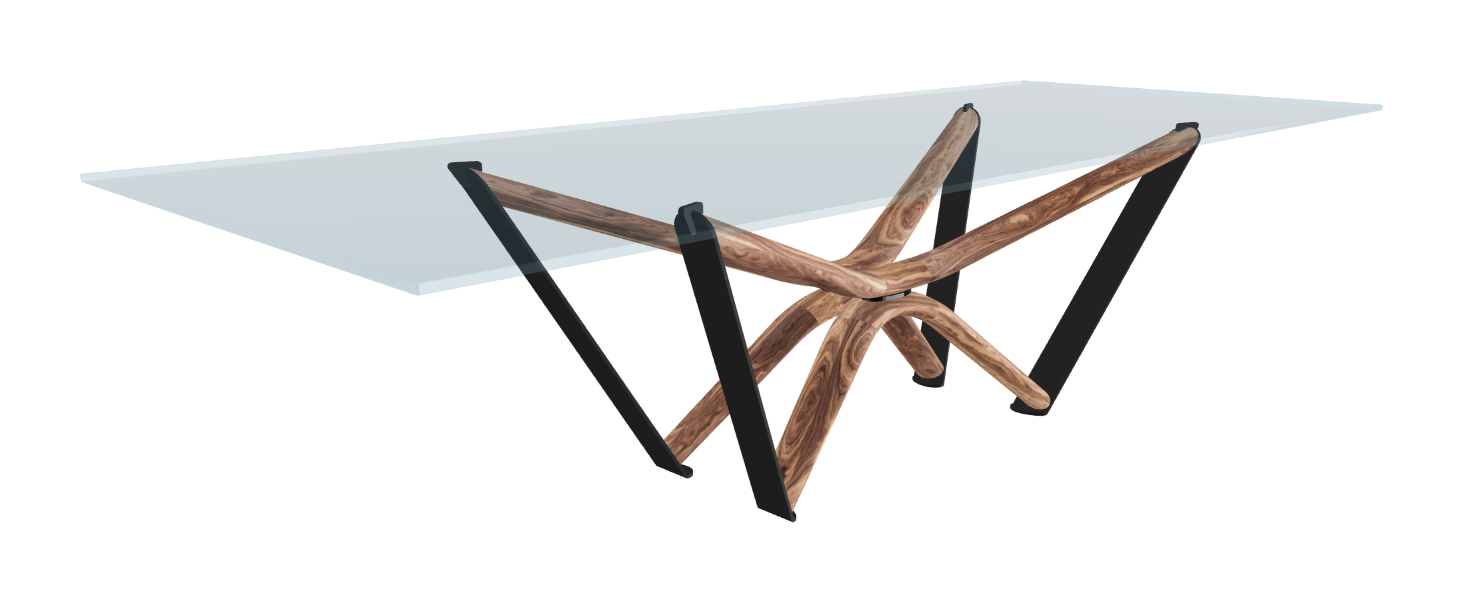 300x120x75.5h Rectangle Shaped_Clear Glass_Clear Glass_Walnut Canaletto_Black Embossed