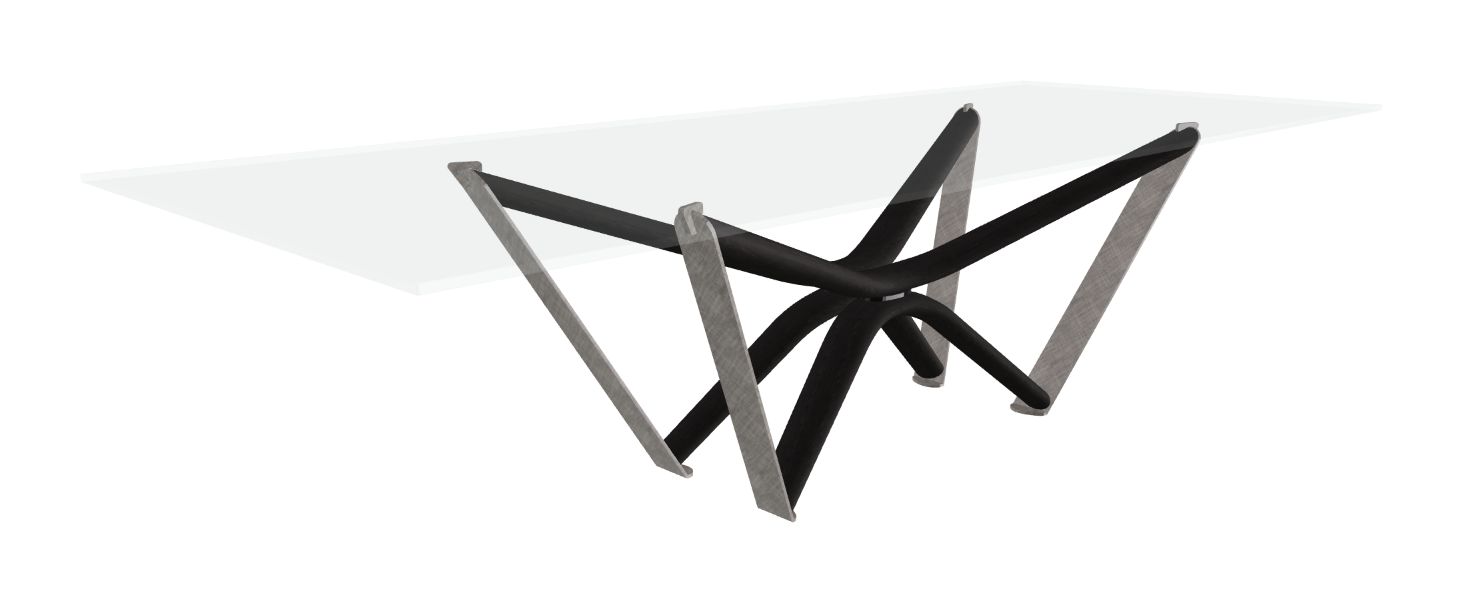 300x120x75.5h Rectangle Shaped_Extra Clear Glass_Extra Clear Glass_Matt Black Ashwood_Brushed Grey