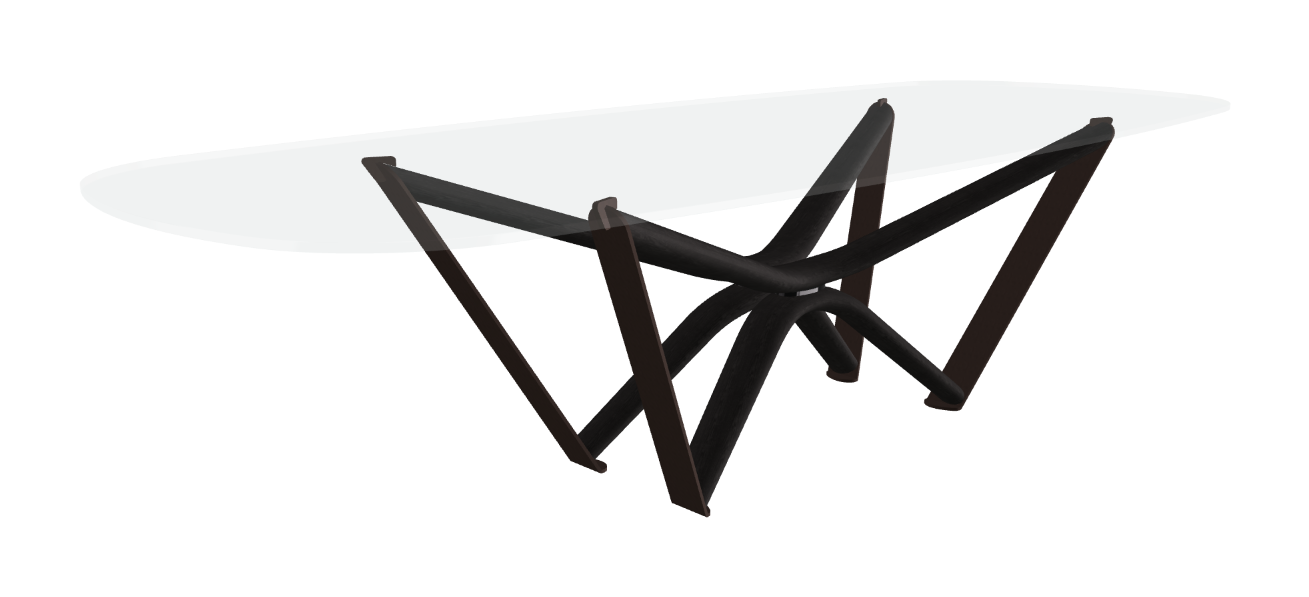 300x120x75.5h Barrel Shaped_Extra Clear Glass_Extra Clear Glass_Matt Black Ashwood_Bronze Embossed