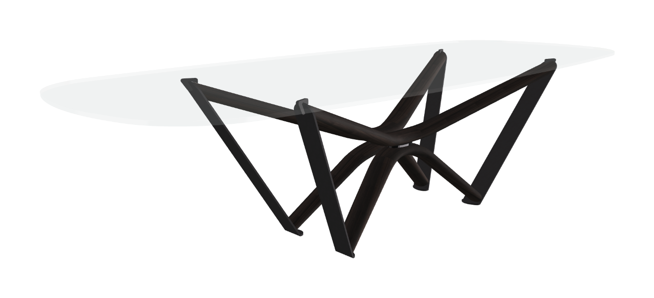 300x120x75.5h Barrel Shaped_Extra Clear Glass_Extra Clear Glass_Burned Oak Ashwood_Black Embossed