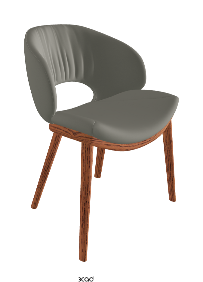 Miranda Wood Dining Chair_Canaletto Walnut Stained Ashwood_Synthetic Leather_Cemento