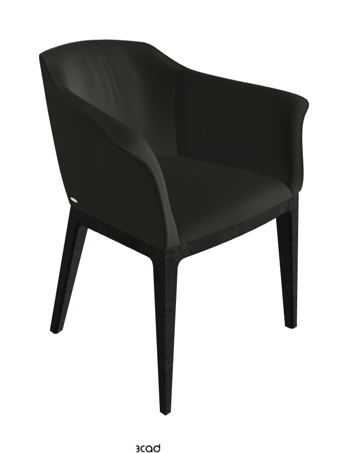 Musa Dining Armchair_Open Pore Matt Black Ashwood_Soft Leather_Smoke