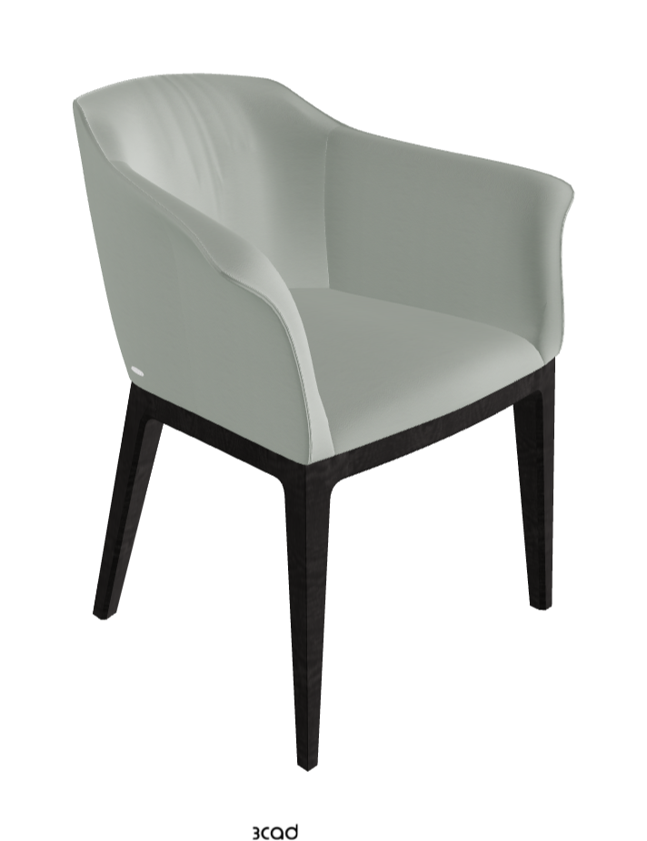 Musa Dining Armchair_Open Pore Matt Black Ashwood_Soft Leather_Ice