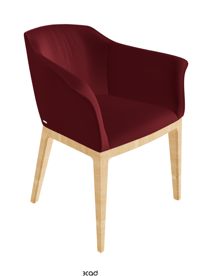 Musa Dining Armchair_Natural Ashwood_Synthetic Leather_Rosso Corsa