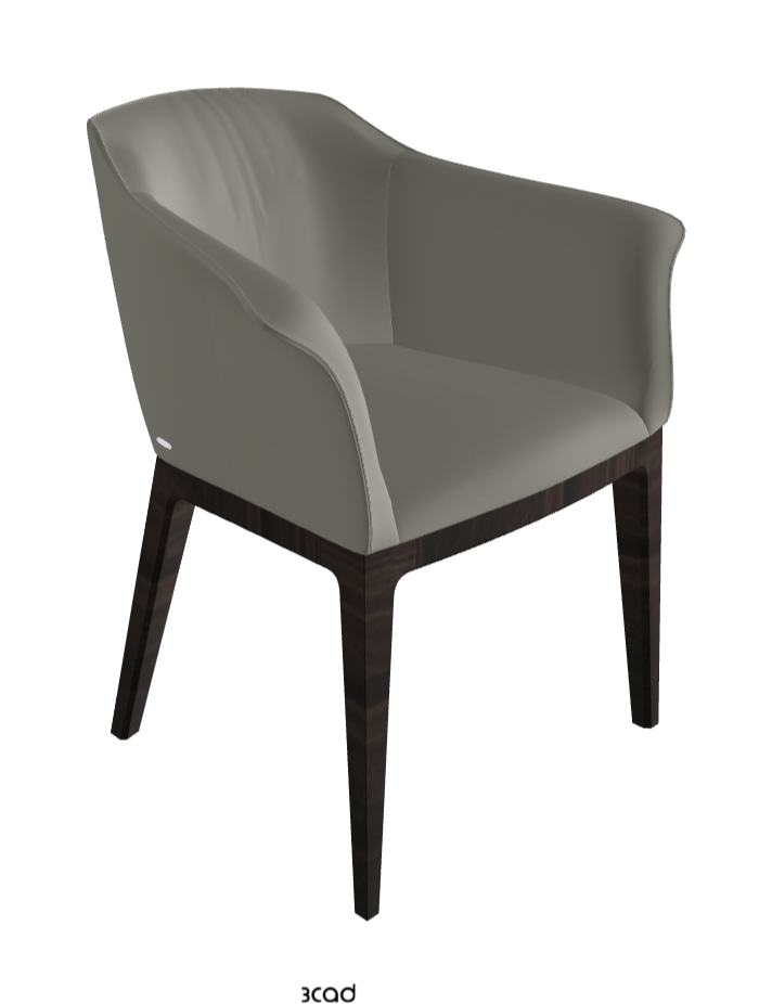 Musa Dining Armchair_Burned Oak Stained Ashwood_Synthetic Leather_Cemento