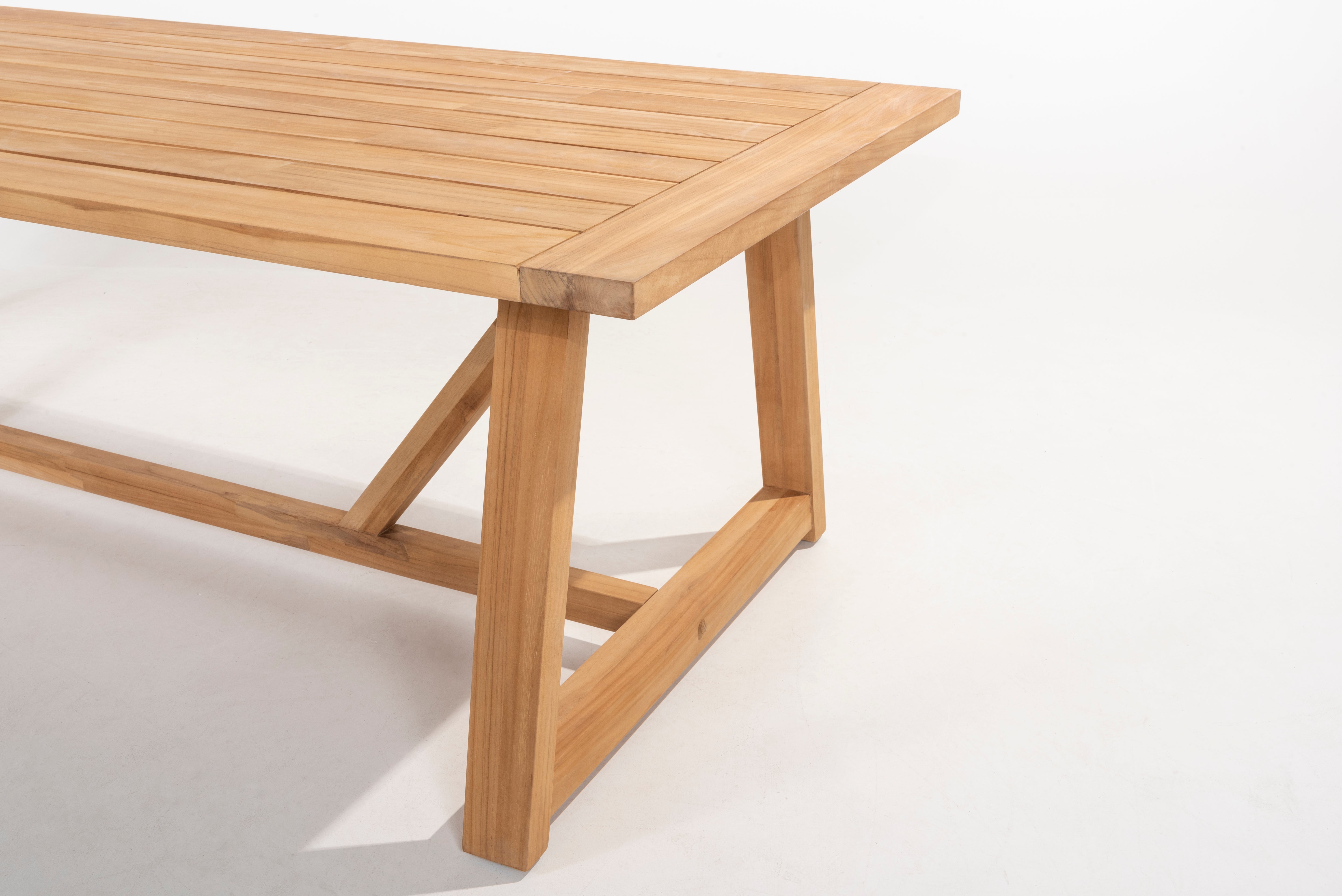 4 Season Outdoor Noah Dining Table With Natural Teak Top And Natural Teak Base 260 X 100 X 74 cm