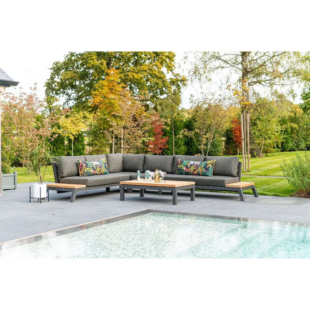 4 Seasons Outdoor Empire Corner Lounge Set with 120cm Teak Coffee Table