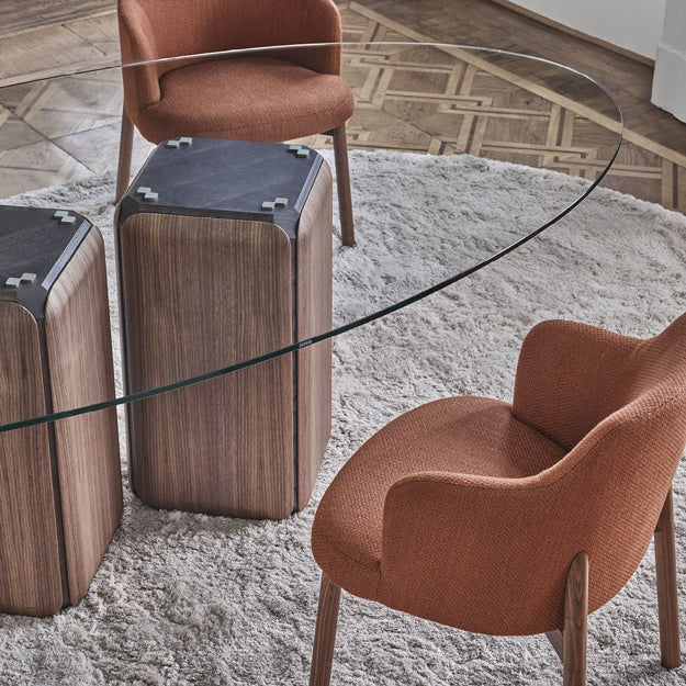 Porada Bay Glass Elliptical Dining Table