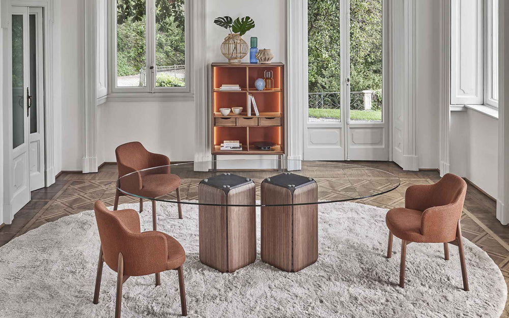 Porada Bay Glass Elliptical Dining Table