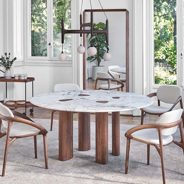 Porada Oswood Round & Rectangular Shaped Marble Dining Table