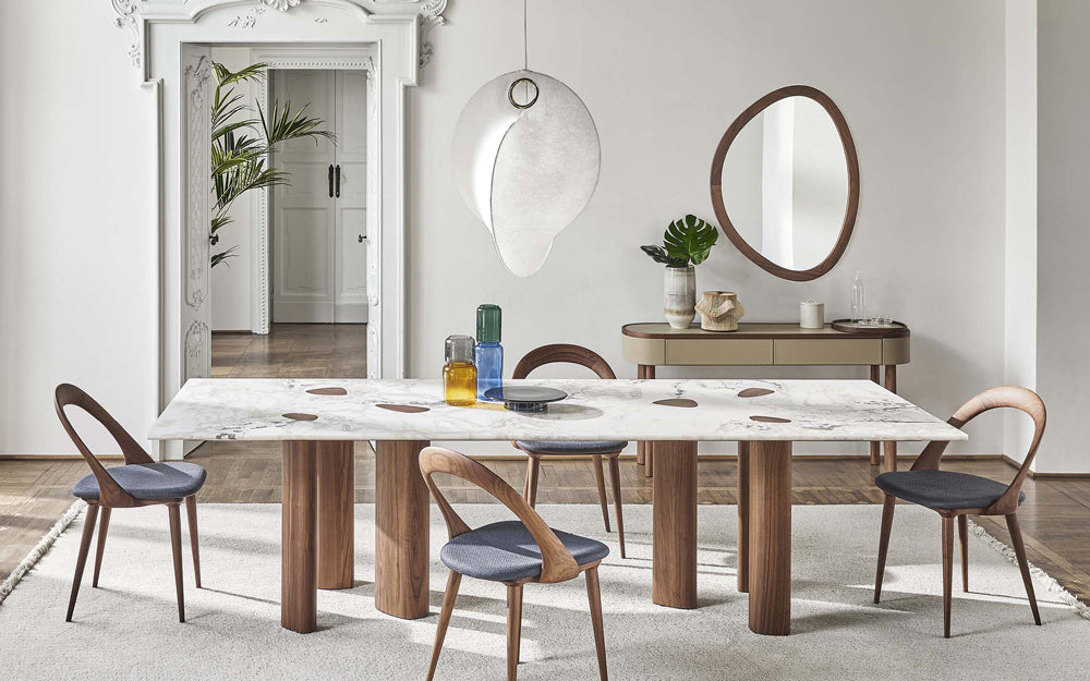 Porada Oswood Round & Rectangular Shaped Marble Dining Table
