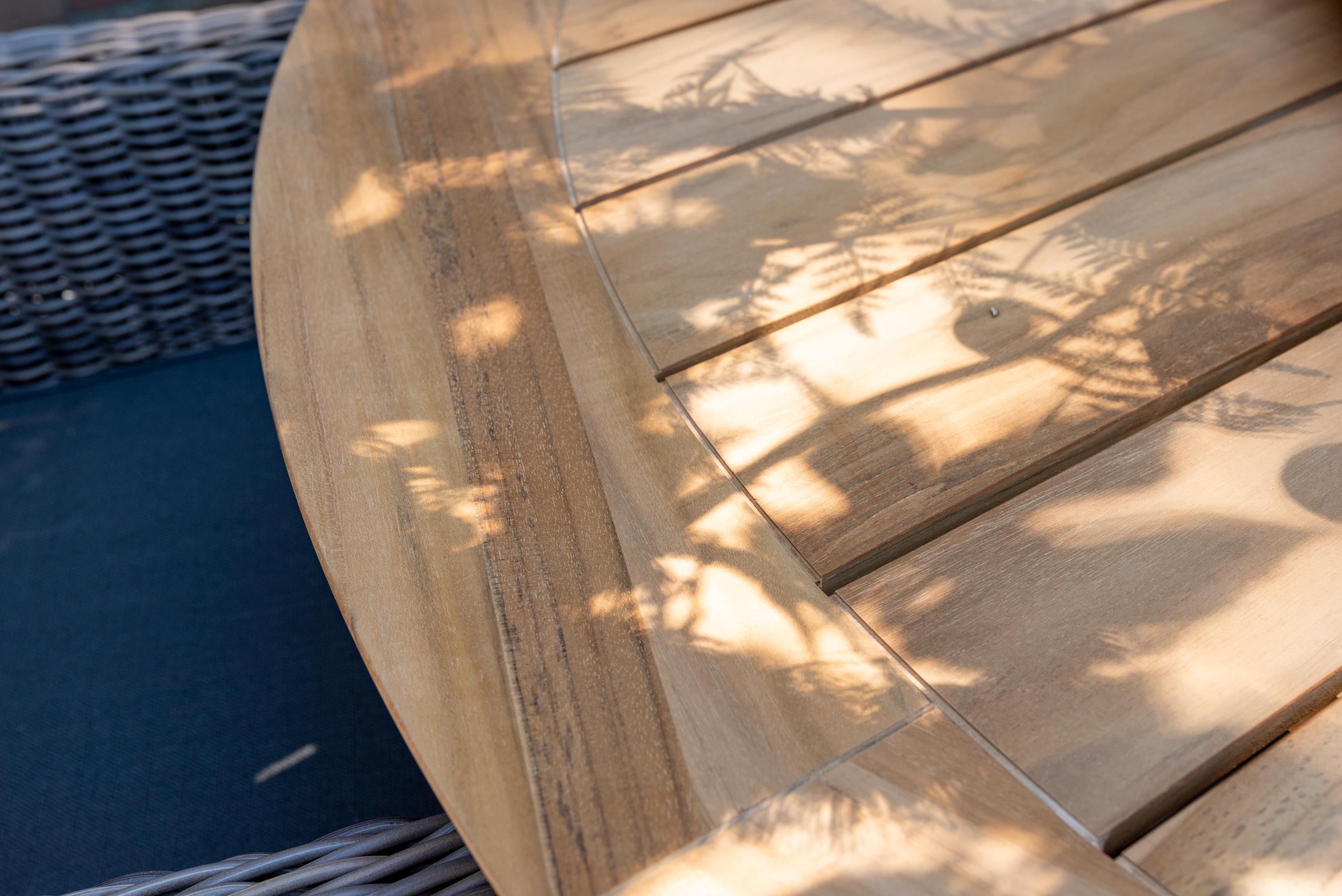 4 Seasons Outdoor Prado Dining Table 160 cm Ø With Natural Teak Top And Latte Legs