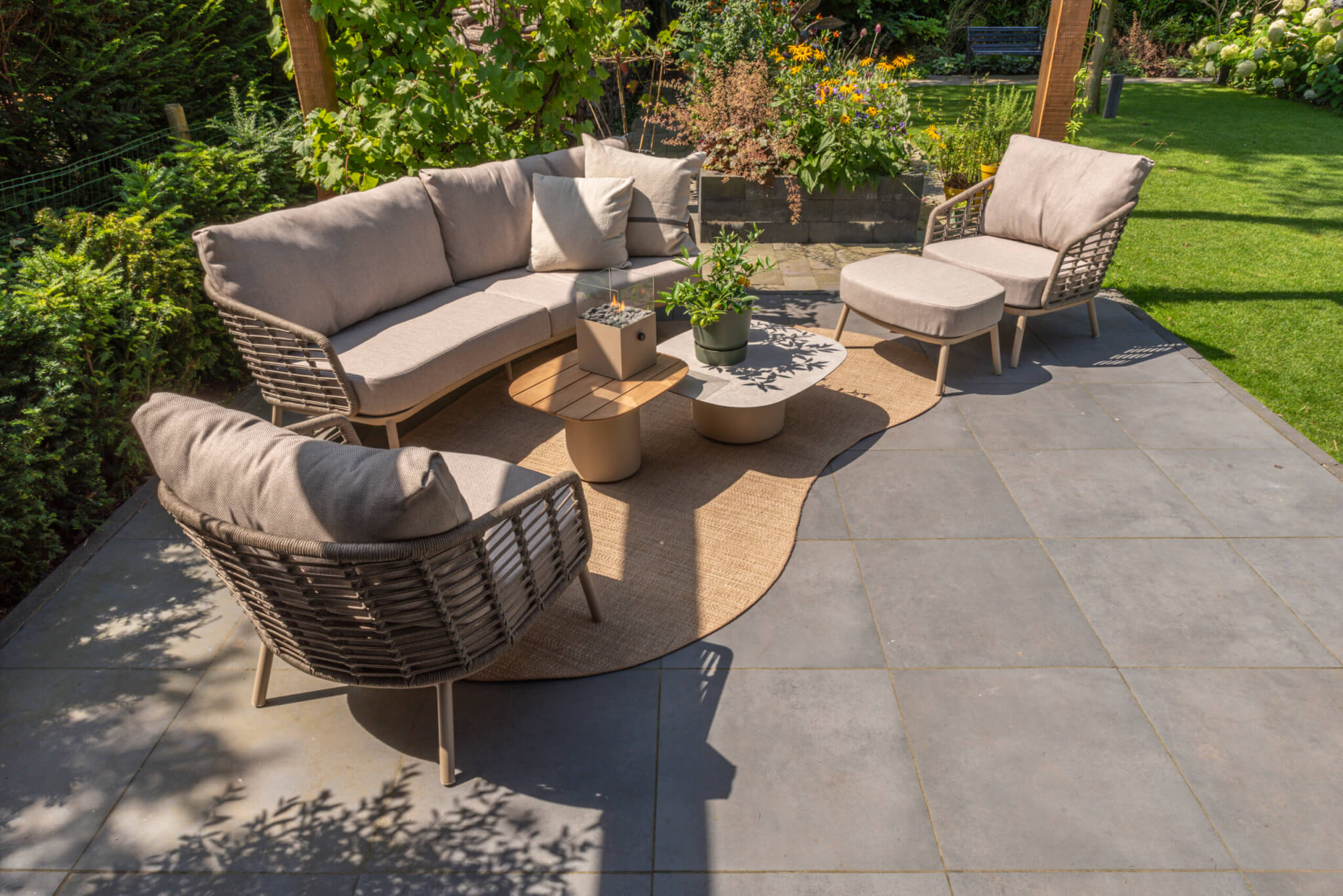 4 Seasons Outdoor Puglia Lounge Set With Demi Coffee Tables and Footstool