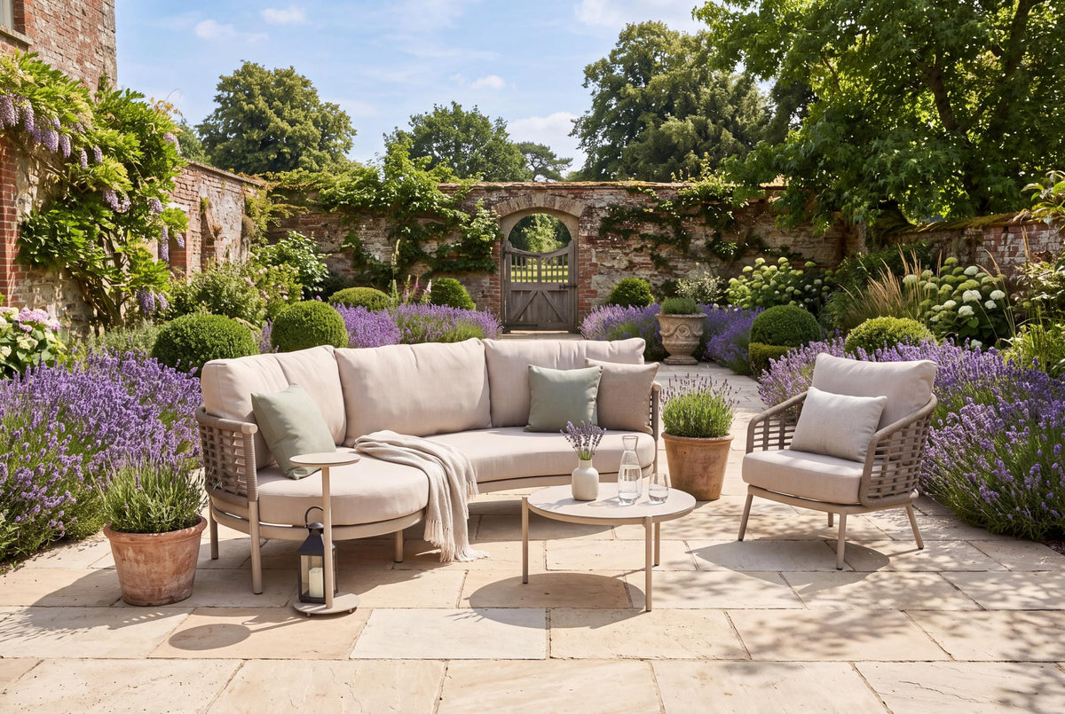 4 Seasons Outdoor Puglia 4 Seat Organic Set with Armchair & Tables