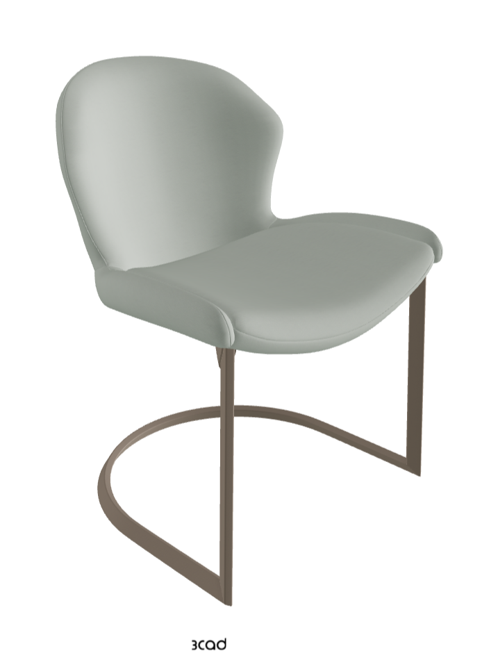 Rachel Cantilever Dining Armchair_Titanium Embossed_Soft Leather_Ice