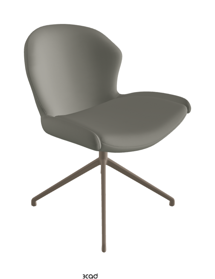 Rachel Turn Swivel Dining Armchair_Titanium Embossed_Synthetic Leather_Cemento
