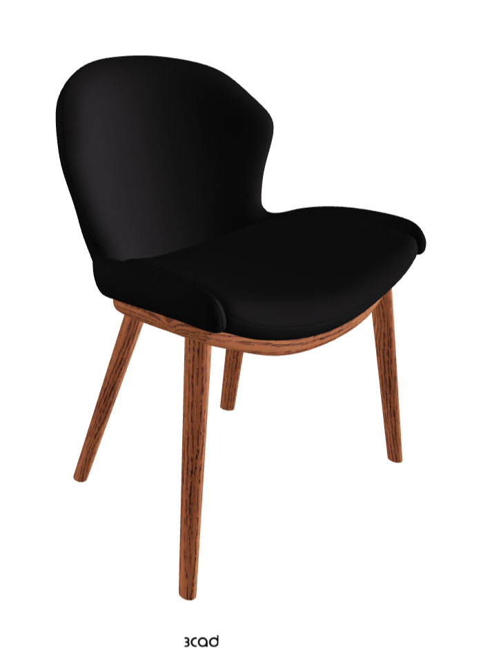 Rachel Wood Dining Armchair_Canaletto Walnut Stained Ashwood_Synthetic Leather_Nero