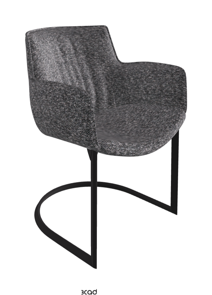 Rhonda Cantilever Dining Armchair_Black Embossed_Fabric_B244