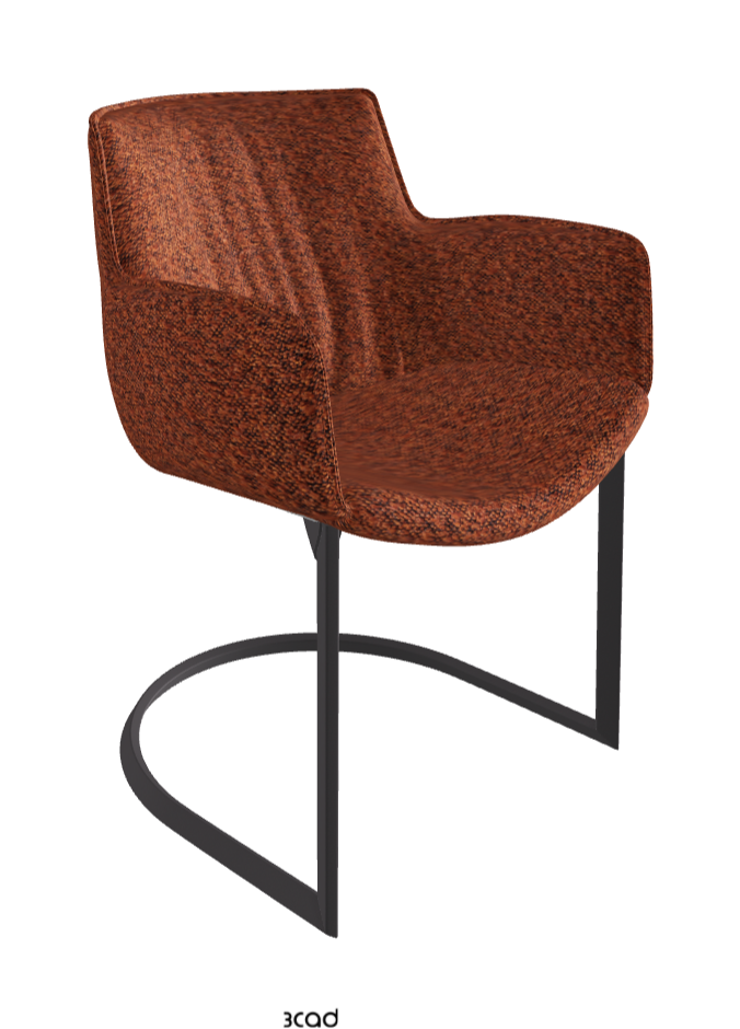 Rhonda Cantilever Dining Armchair_Graphite Embossed_Fabric_B248