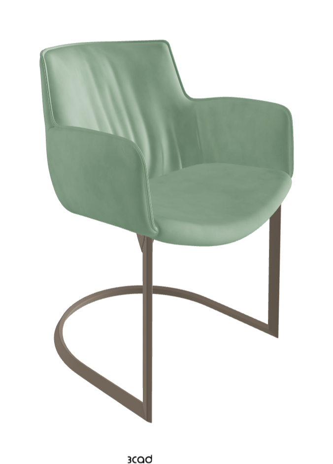 Rhonda Cantilever Dining Armchair_Titanium Embossed_Micro Nubuk_Mint