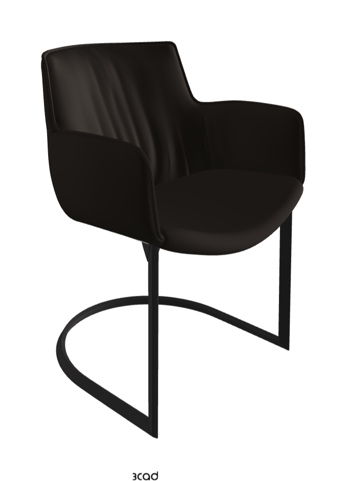 Rhonda Cantilever Dining Armchair_Black Embossed_Soft Leather_Testa Di Moro