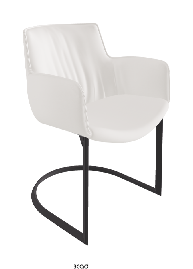Rhonda Cantilever Dining Armchair_Graphite Embossed_Soft Leather_Oyster