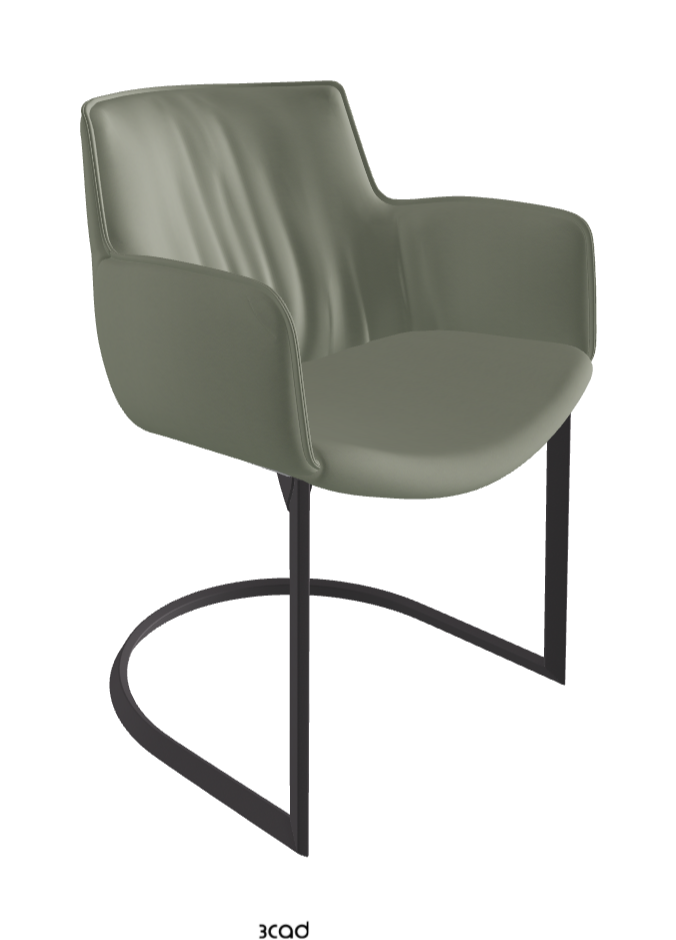 Rhonda Cantilever Dining Armchair_Graphite Embossed_Soft Leather_Cenere