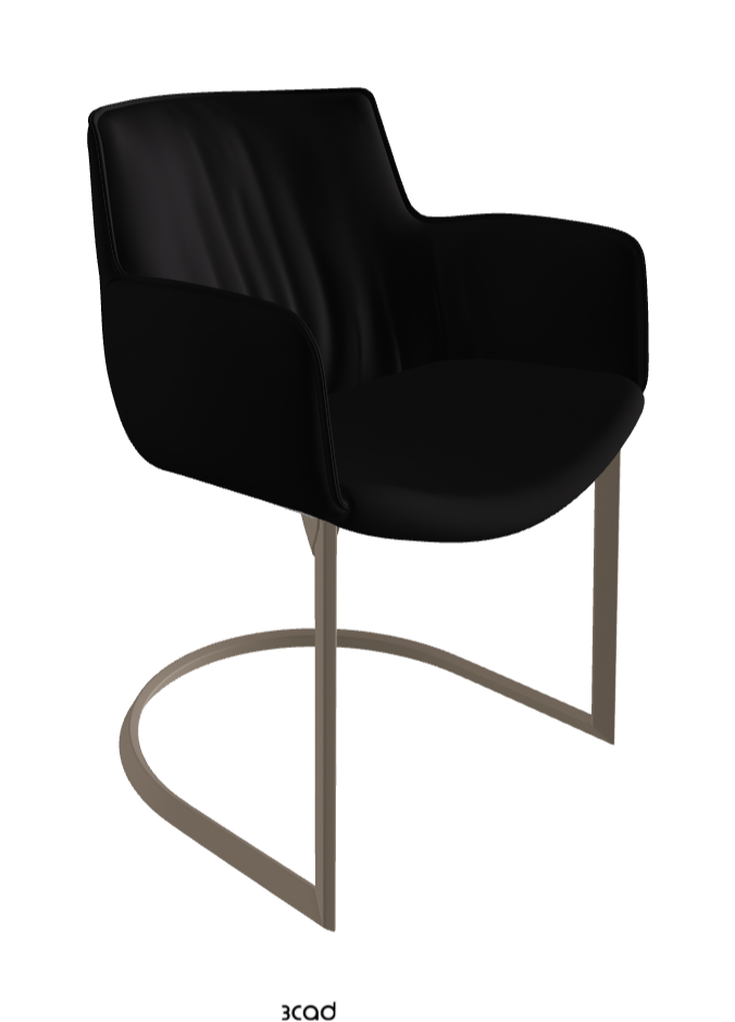 Rhonda Cantilever Dining Armchair_Titanium Embossed_Soft Leather_Nero