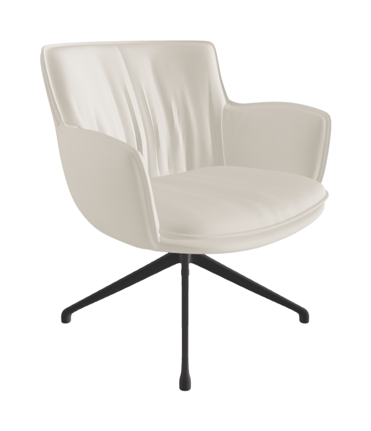 Rhonda Lounge Armchair High_Graphite Embossed_Glove Soft Leather_Ecru