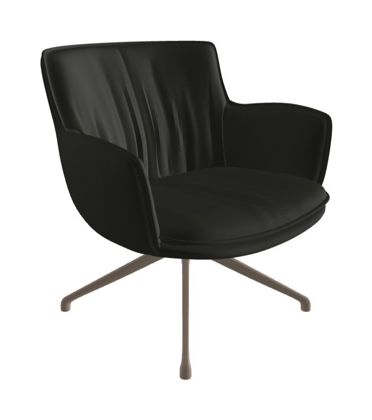 Rhonda Lounge Armchair Low_Titanium Embossed_Soft Leather_Smoke