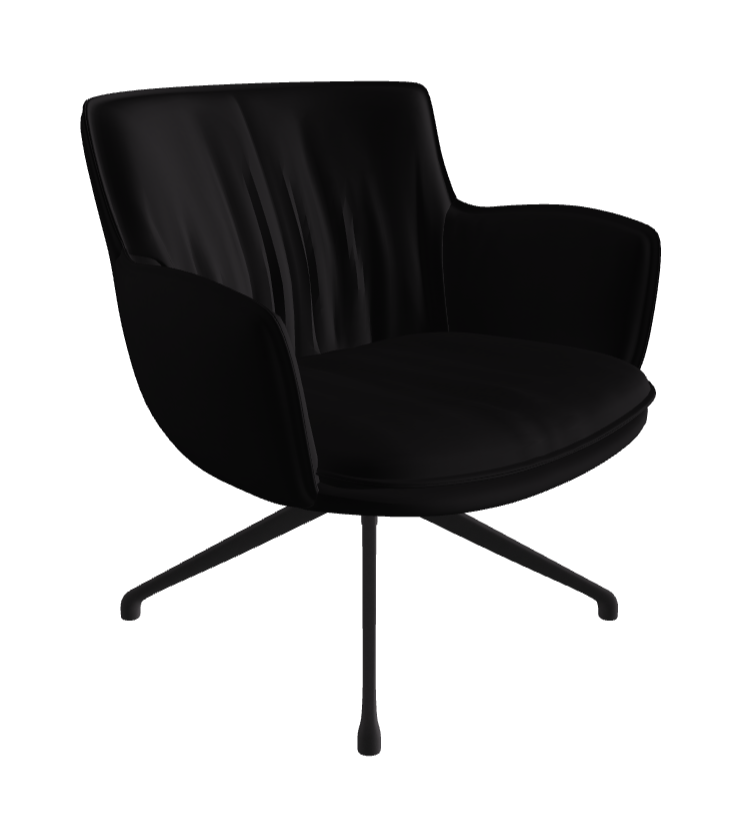 Rhonda Lounge Armchair Low_Black Embossed_Soft Leather_Nero