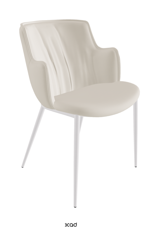 Rihanna ML Dining Armchair_Pearl Embossed_Glove Soft Leather_Ecru