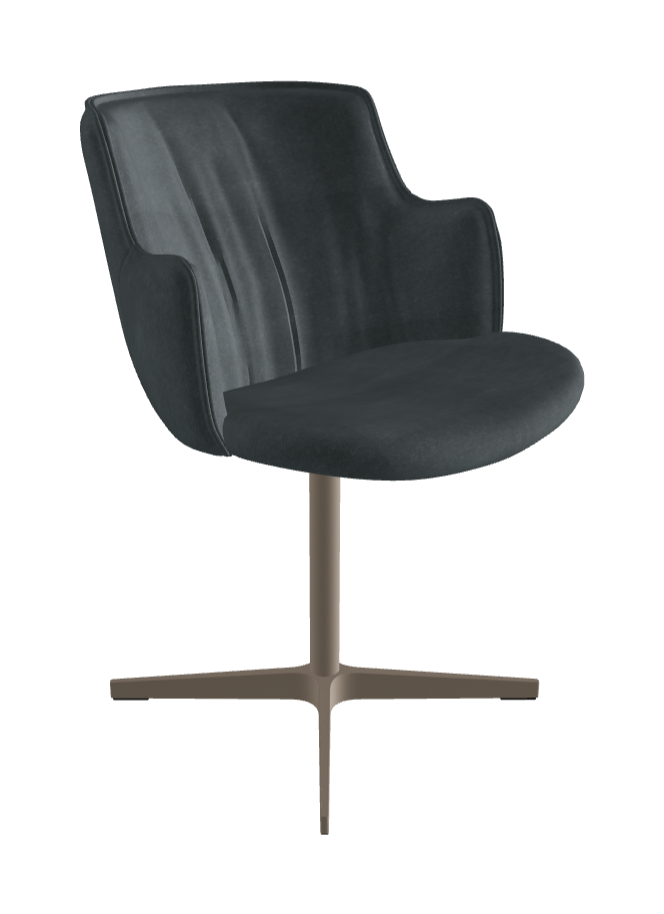 Rihanna X Swivel Dining Armchair_Titanium Embossed_Fabric_B927