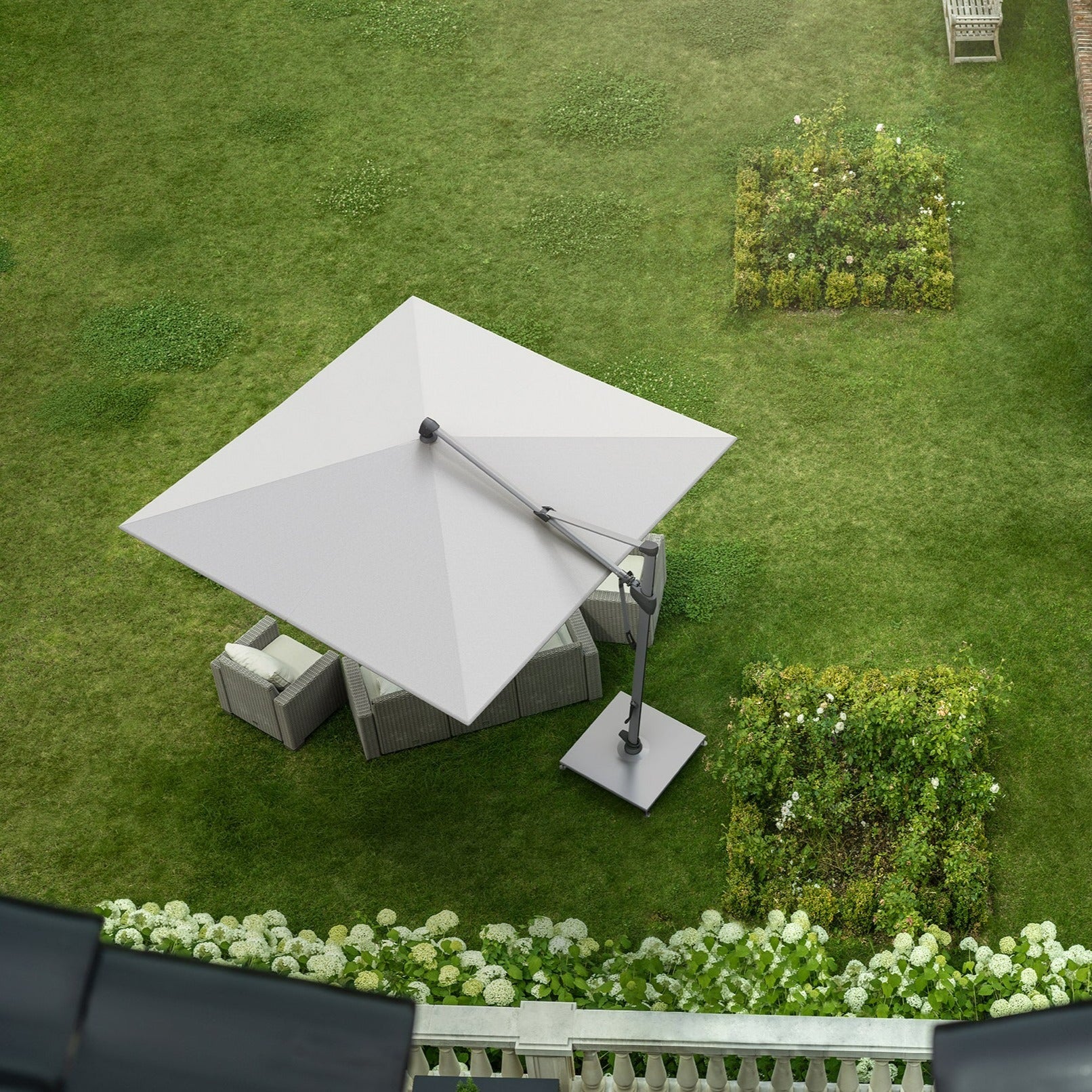 Sombrano 3.5m Round Stone Grey Canopy With Liro Moveable Base