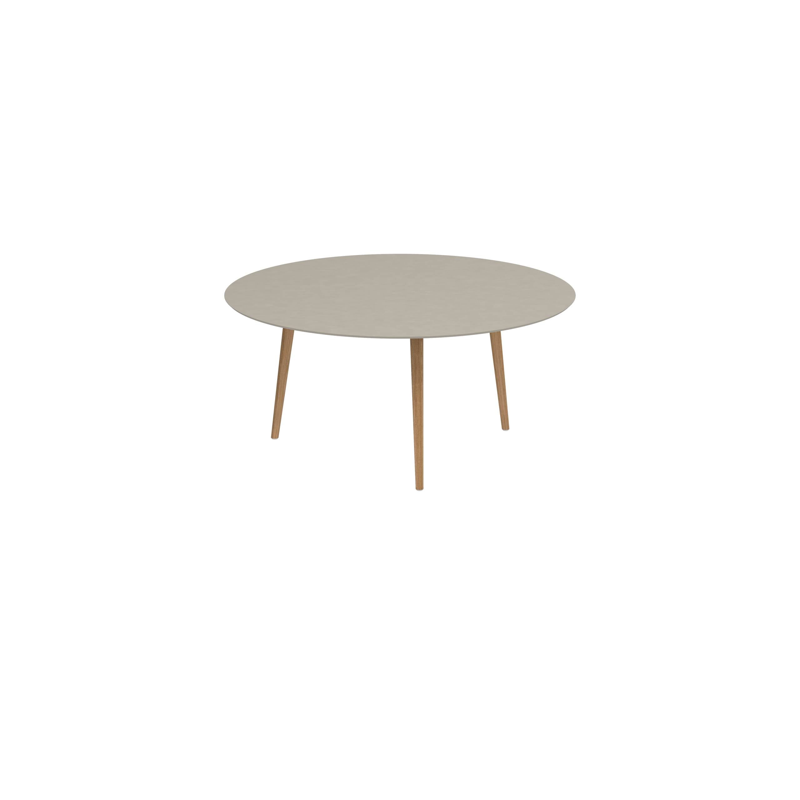 Styletto Standard Dining Table Ø 160cm Teak Legs Ceramic Top Pearl Grey