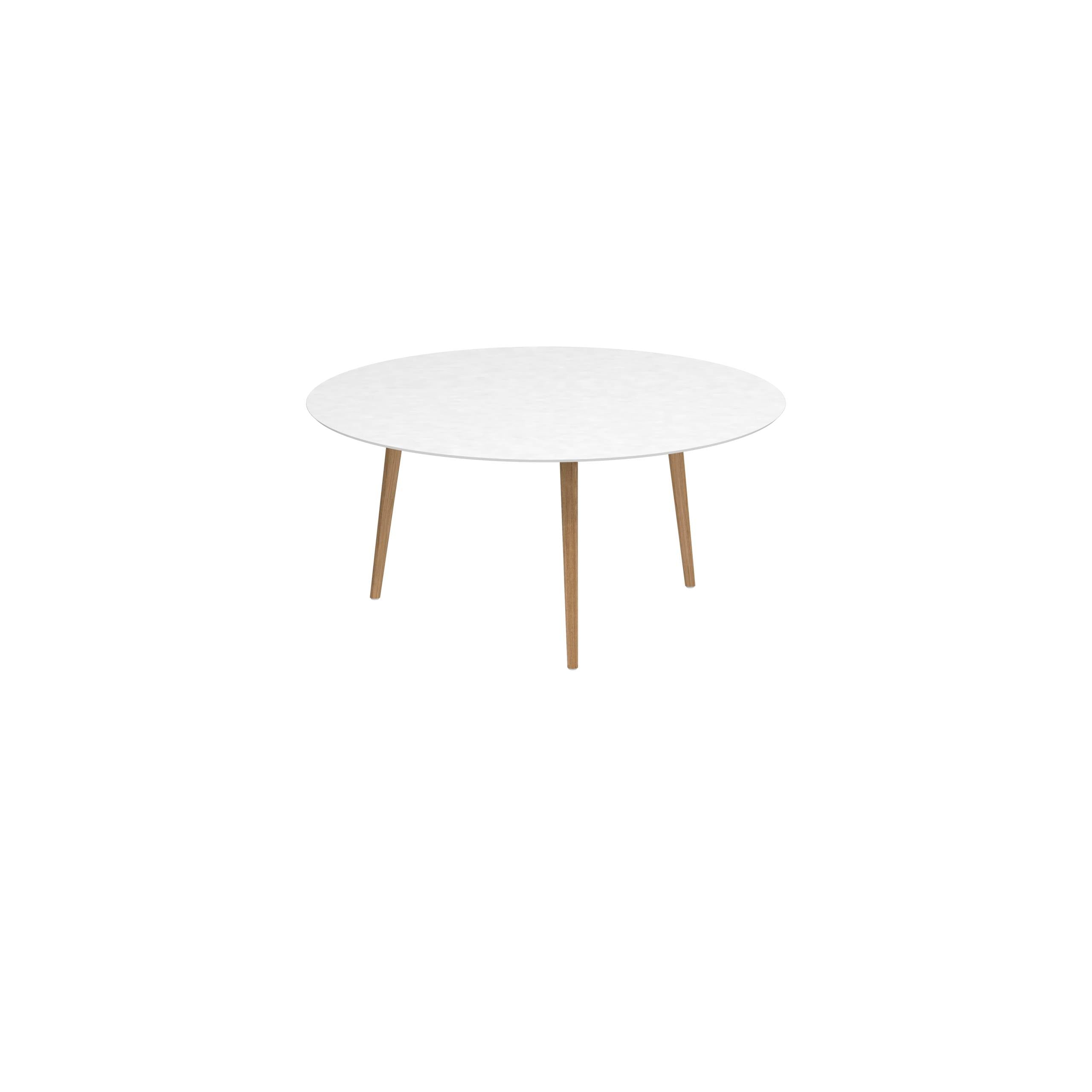 Styletto Standard Dining Table Ø 160cm Teak Legs Ceramic Top White