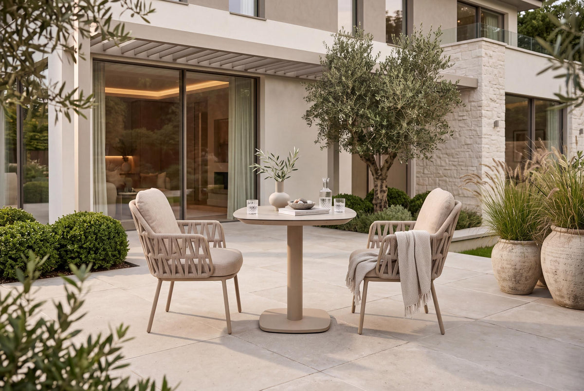 4 Seasons Outdoor Santino 2 Seat Manolo 75cm Barrel Ceramic Dining Table