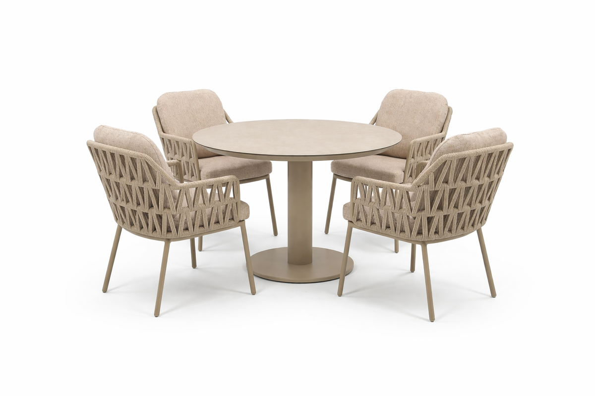 4 Seasons Outdoor Santino 4 Seat Sarah 120cm Round Ceramic Dining Table